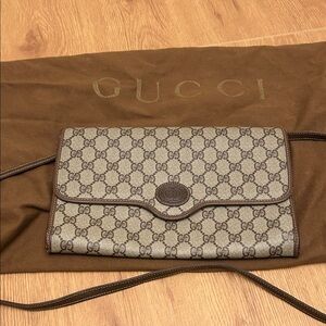 Gucci Brown GG Supreme Monogram Crossbody Clutch